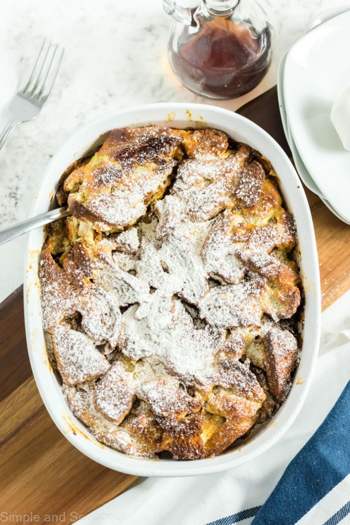 baked fluffernutter french toast dusted with powdered sugar