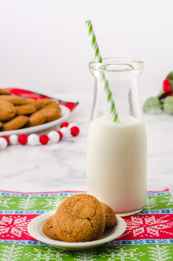 cookies on a plate with milk bottle 