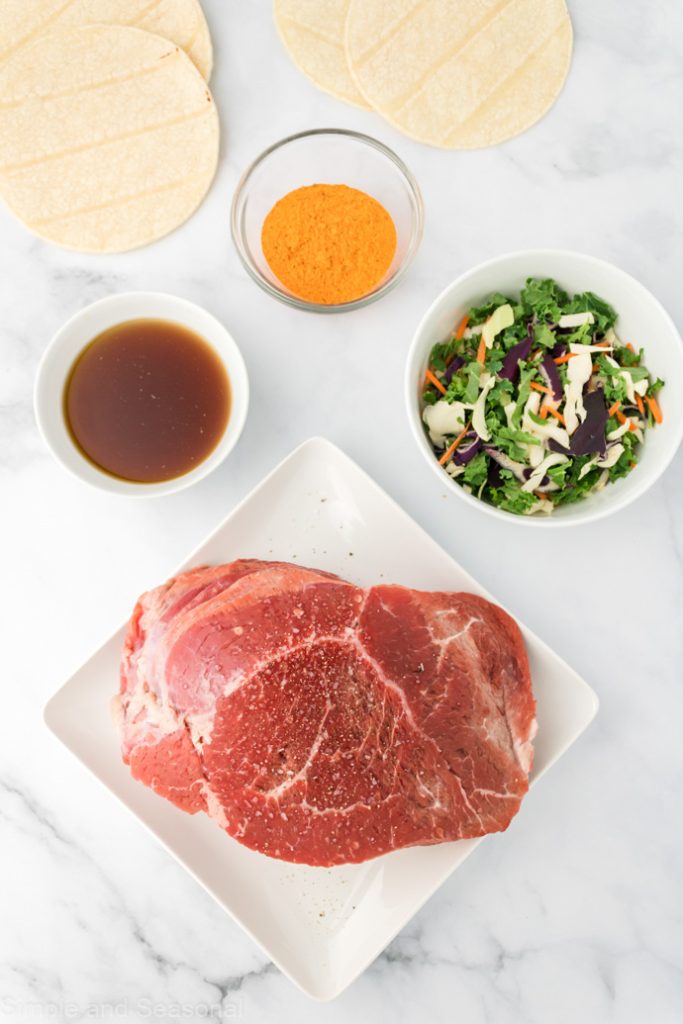 ingredients for shredded beef tacos