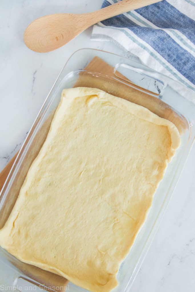 crescent dough sheet in a 9x13 baking pan