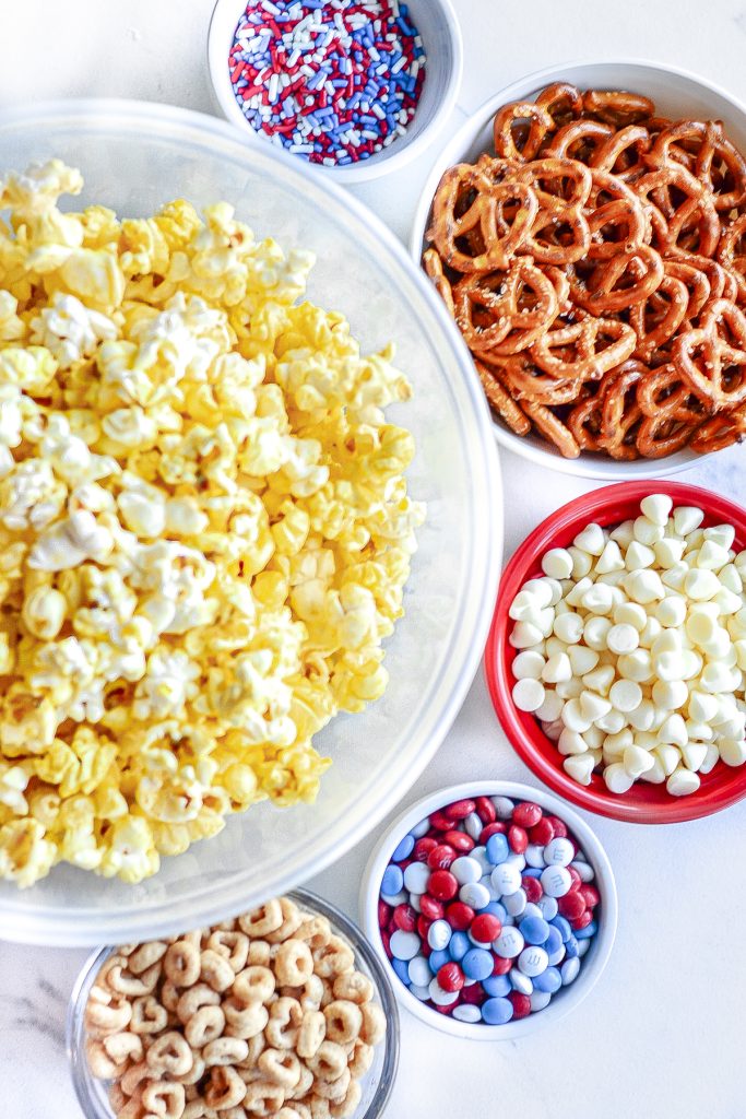 ingredients for sweet and salty snack mix