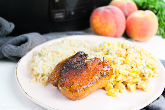 Slow Cooker Peach BBQ Chicken - Simple and Seasonal
