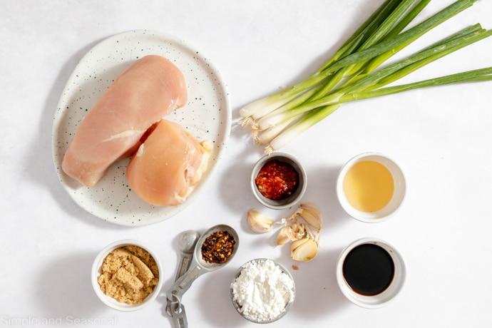 ingredients shot for sweet and spicy chicken