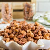 sweet and spicy nuts in a serving bowl