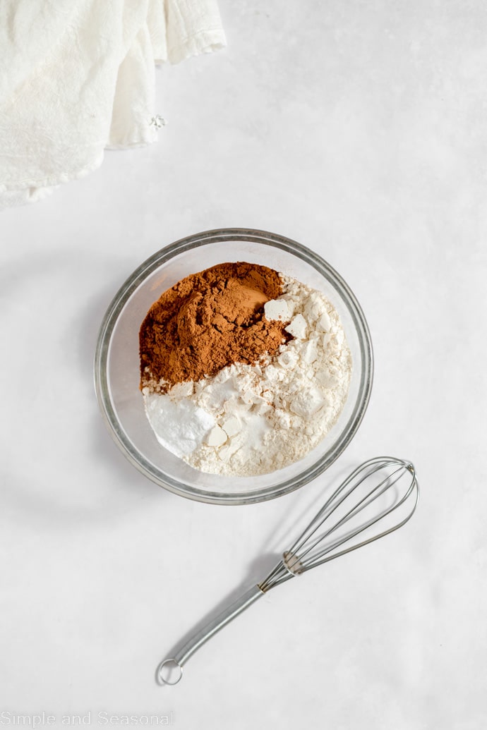 dry ingredients in a bowl with a fork