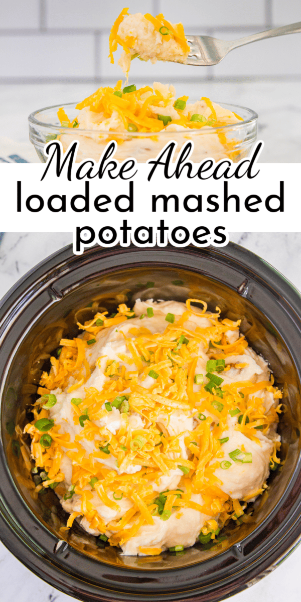 Save stovetop space, time and your sanity before a big meal by making these Crockpot Loaded Mashed Potatoes. It's a perfect make ahead recipe for busy holiday meals! via @nmburk
