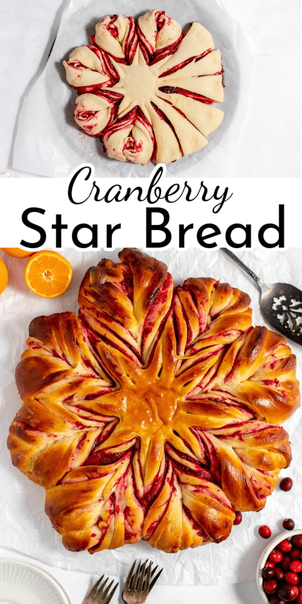 This beautiful Star Bread looks gorgeous on the holiday table. The soft dough is layered with tart homemade cranberry filling. via @nmburk