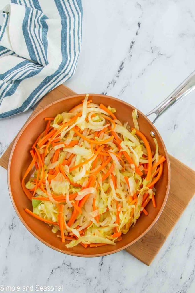 vegetable stir fry in a skillet