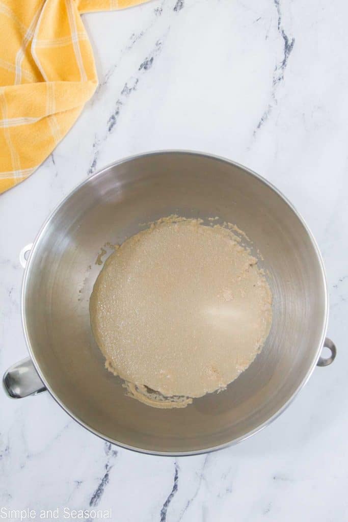 yeast dissolving and activating in warm water