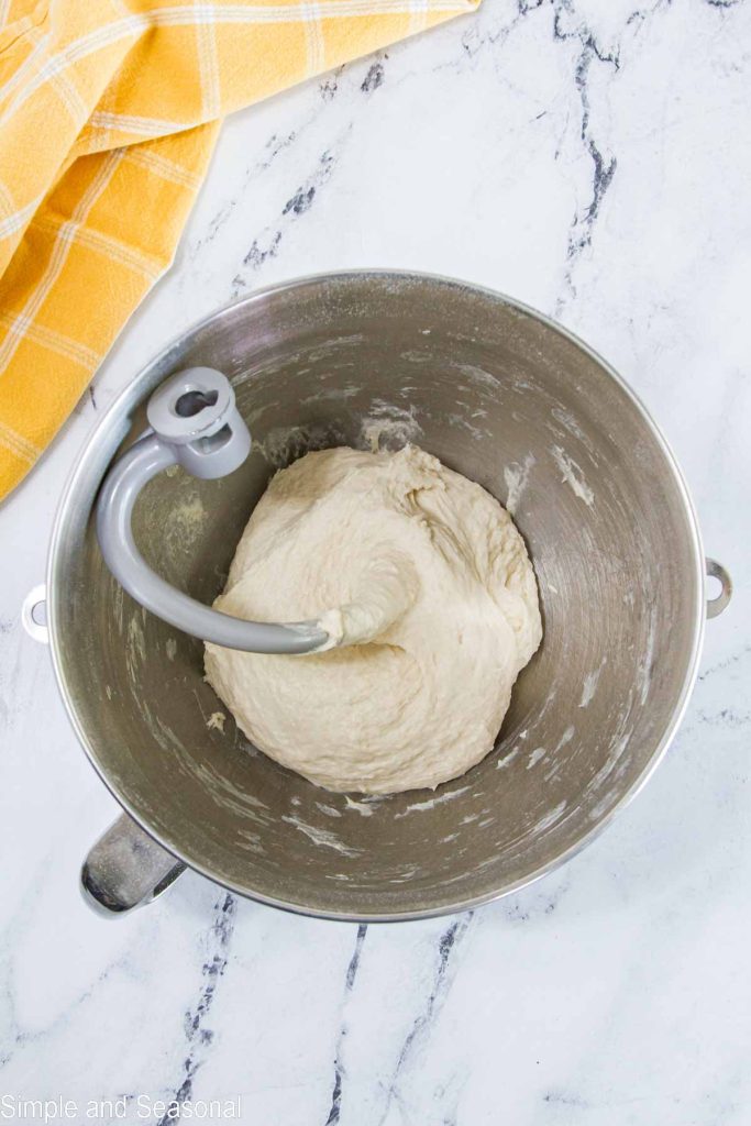 dough hook mixing pizza dough