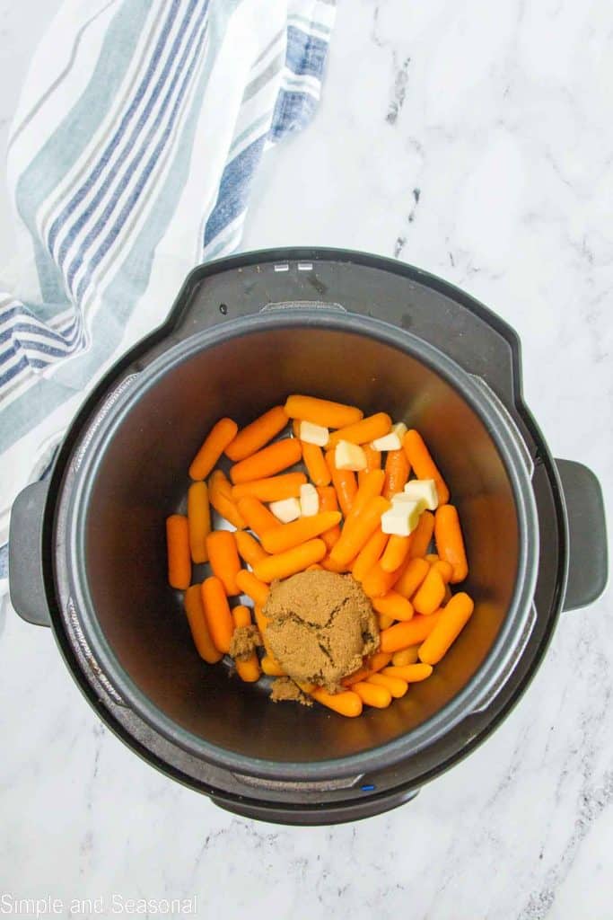 carrots, butter and brown sugar in a pressure cooker