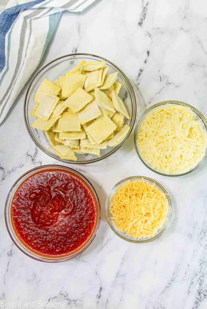 4 ingredients for frozen ravioli lasagna