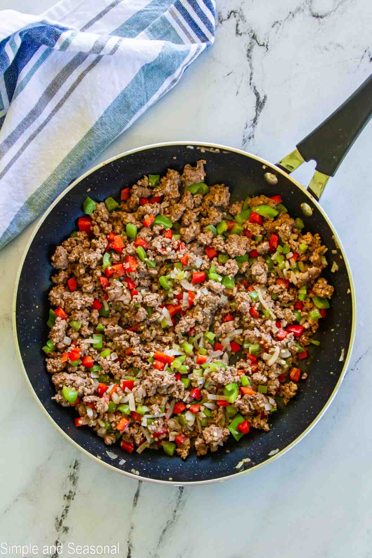 cooked vegetables and meat mixture