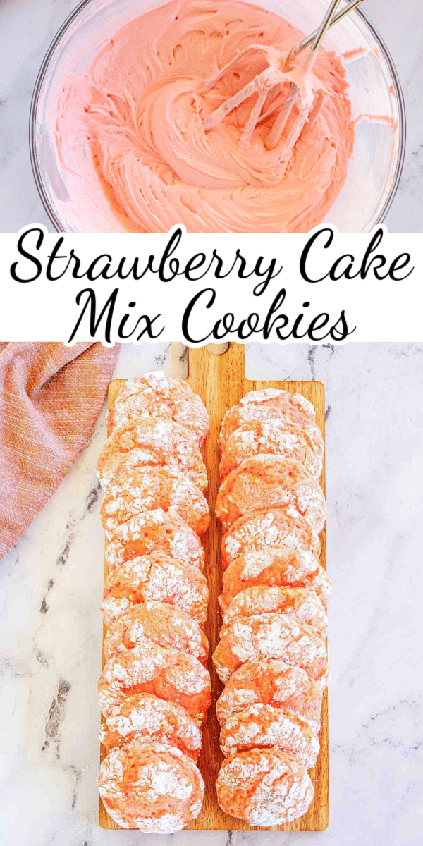 With only 4 ingredients and a prep time of 5-10 minutes, these Strawberry Cake Mix Cookies are a quick treat for your sweet tooth!  via @nmburk