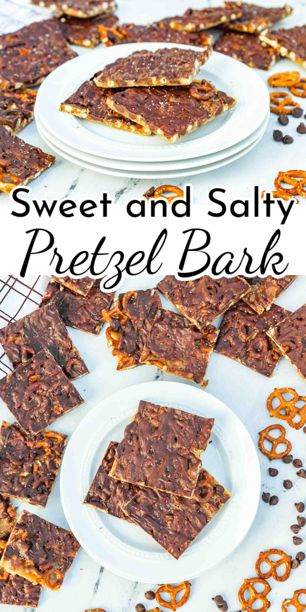 Satisfy your sweet tooth with this 5-ingredient Chocolate Toffee Pretzel Bark! It's a super easy mashup of chocolatey goodness, buttery toffee, and the awesome crunch of salty pretzels. via @nmburk