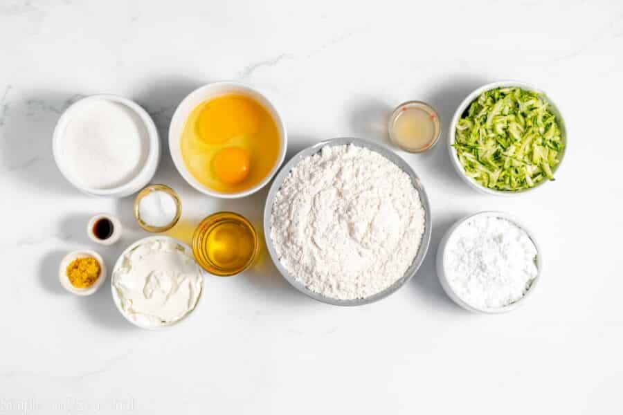 ingredients for lemon zucchini bread