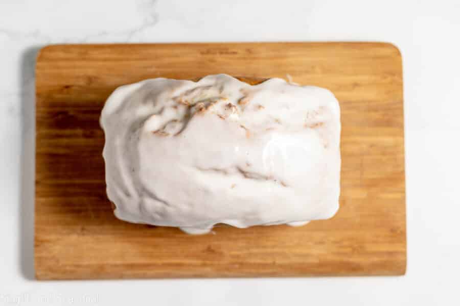 lemon glaze poured over cooled bread loaf