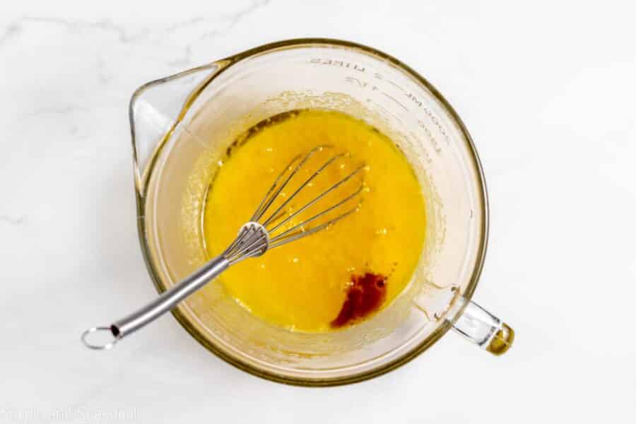 vanilla extract added to whisked eggs