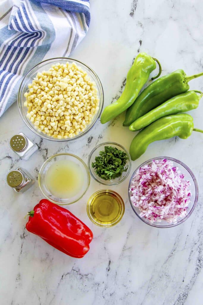 ingredients for Mexican corn salad