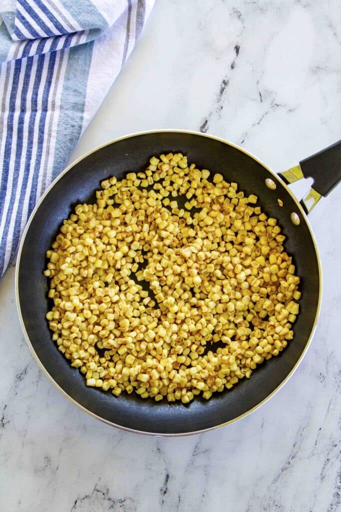 browned corn in the skillet