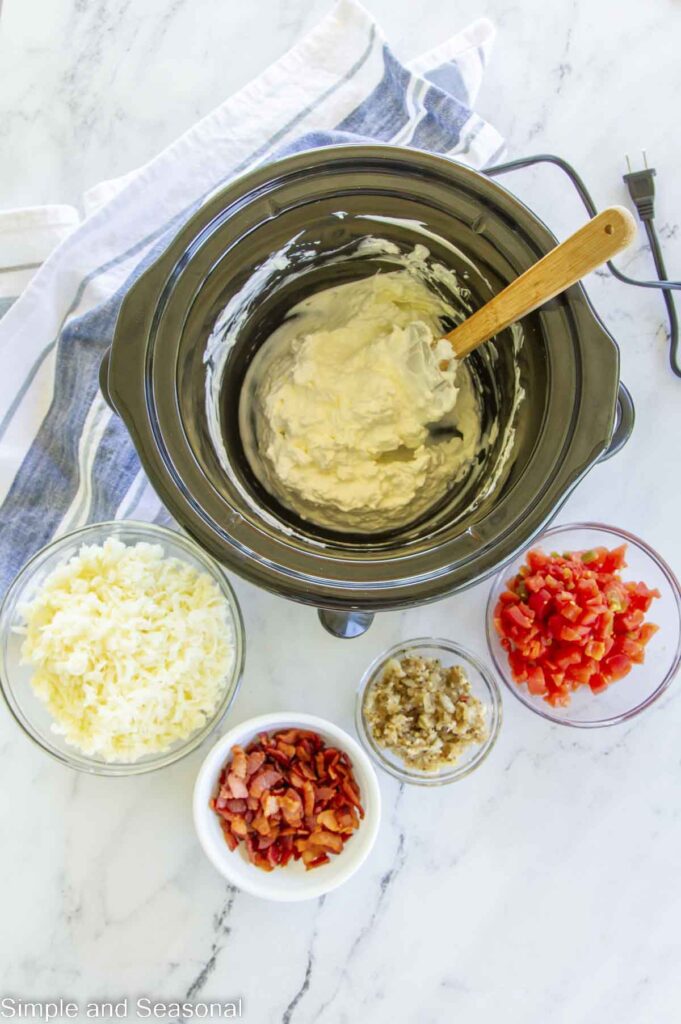 ingredients to be stirred into cream cheese and sour cream mixture