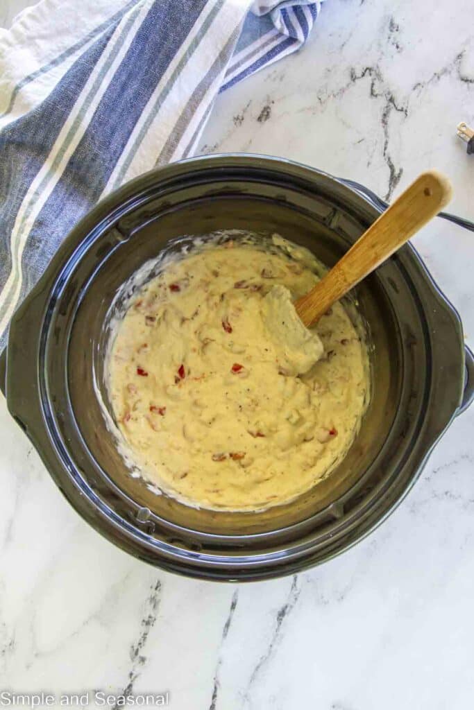 cooked bacon onion dip, stirred smooth