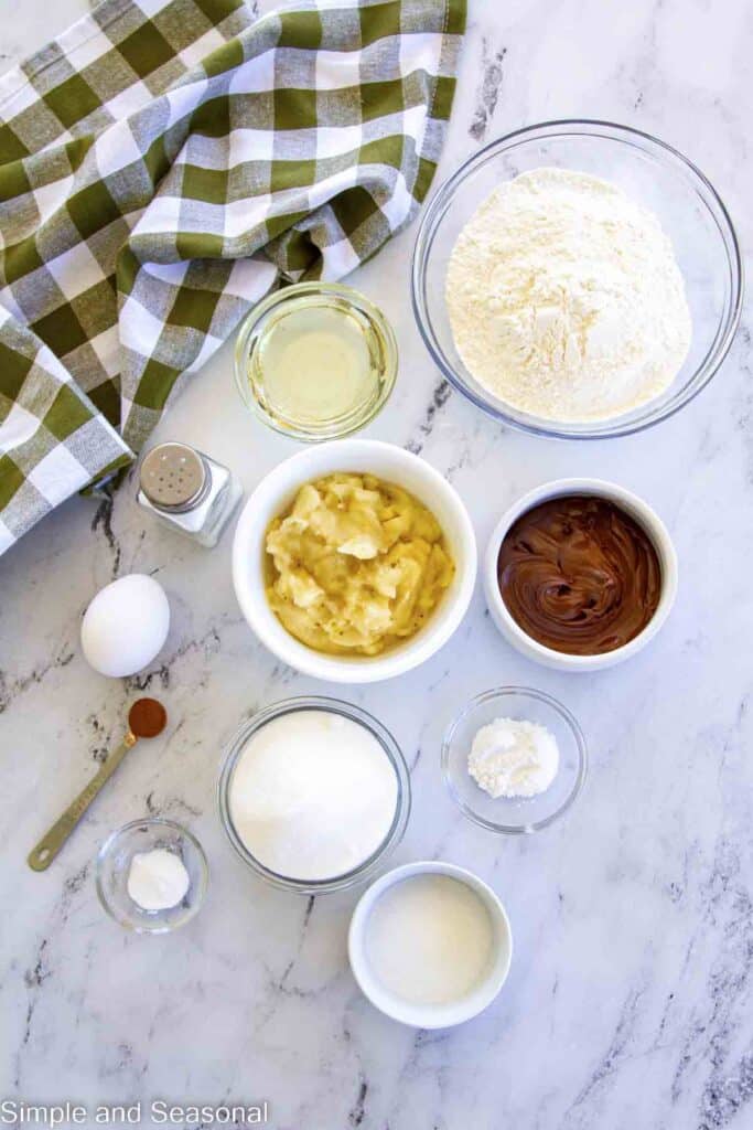 ingredients for Nutella Banana Bread