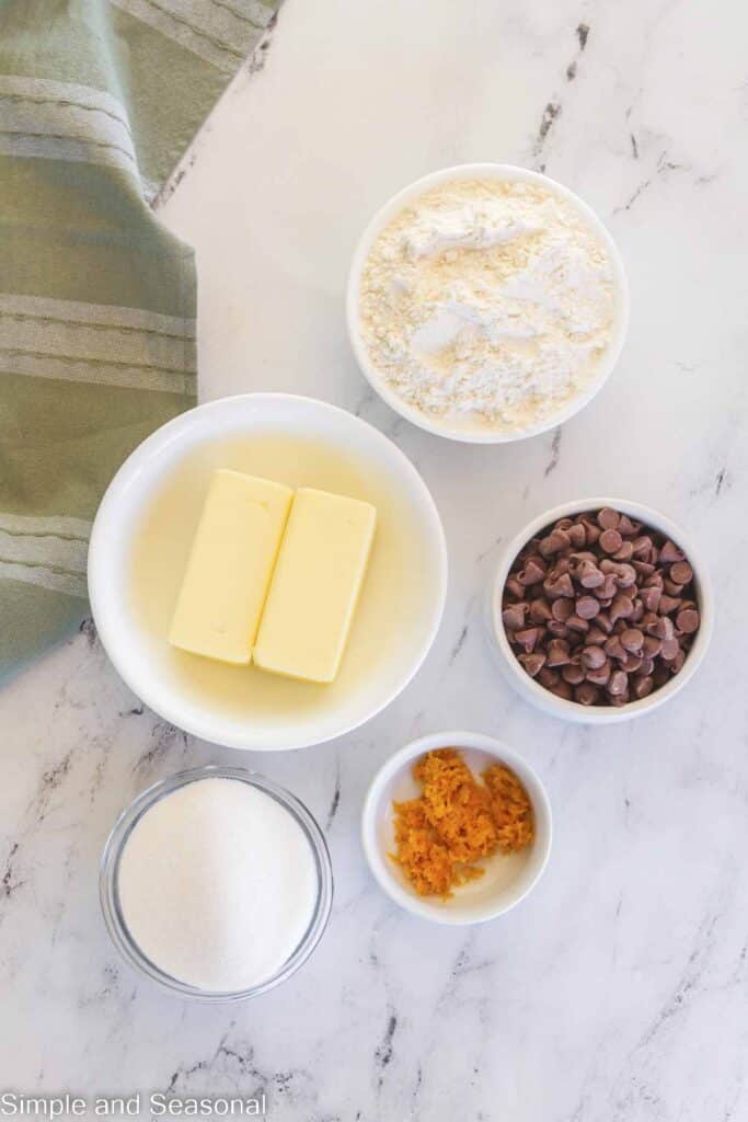 ingredients for chocolate orange cookies