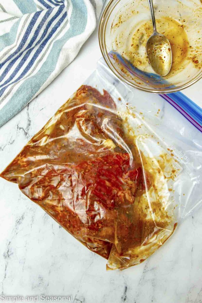 marinade and meat in a bag