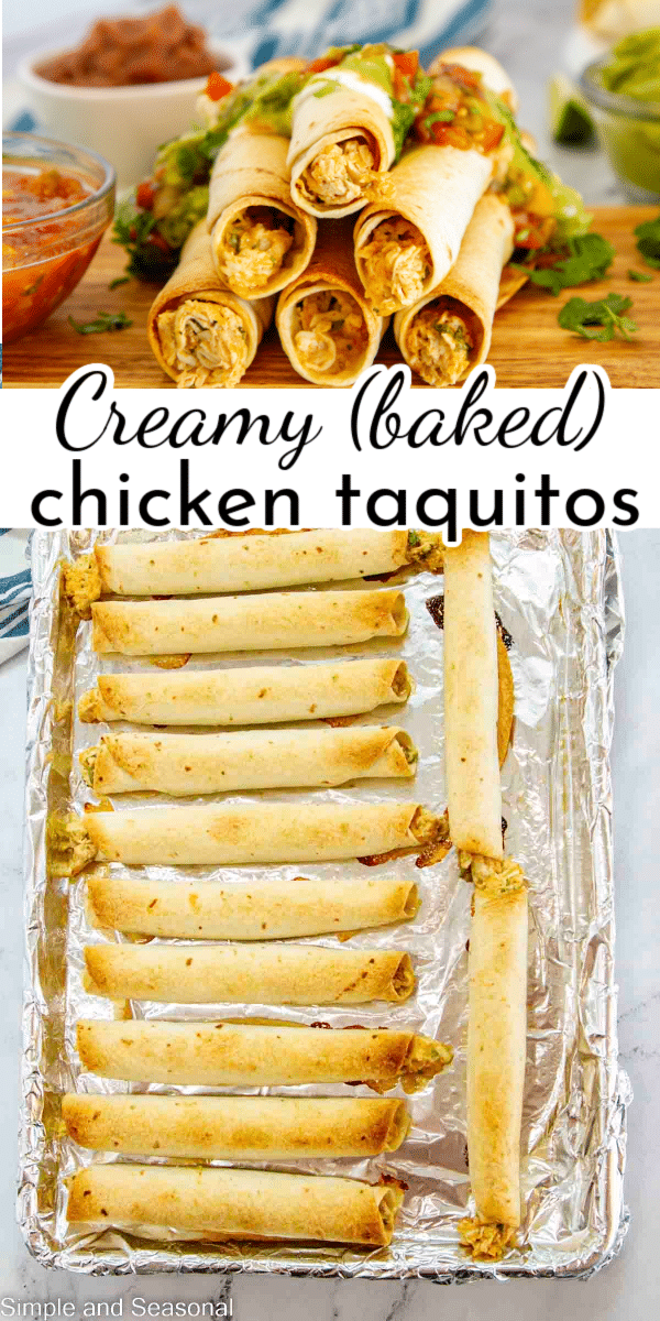 Filled with a creamy flavorful sauce, chicken and cheese, Creamy Chicken Taquitos are an easy and delicious weeknight meal. via @nmburk