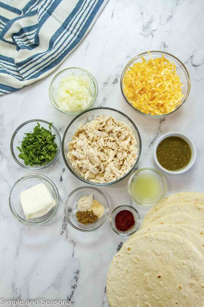 ingredients for baked creamy chicken taquitos