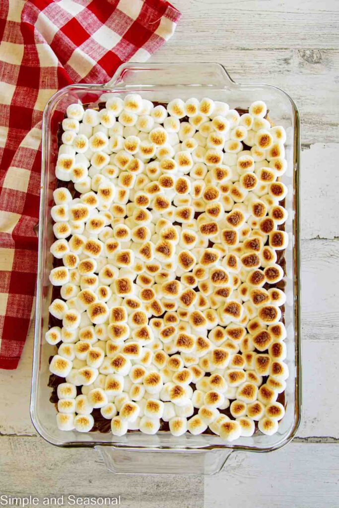 broiled/toasted marshmallow layer on top of cookie bars