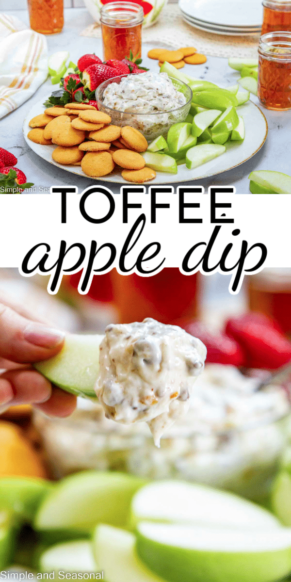 This creamy toffee apple dip is a sweet, fluffy combo of cream cheese, marshmallow fluff, and crunchy toffee bits. It's perfect for dipping apple slices, graham crackers, pretzels, or whatever snack you’ve got on hand! via @nmburk