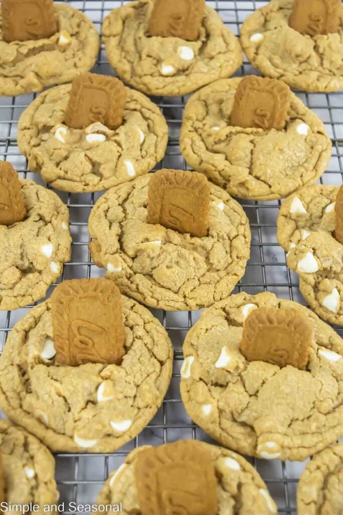 cookies on a cooling rack after baking