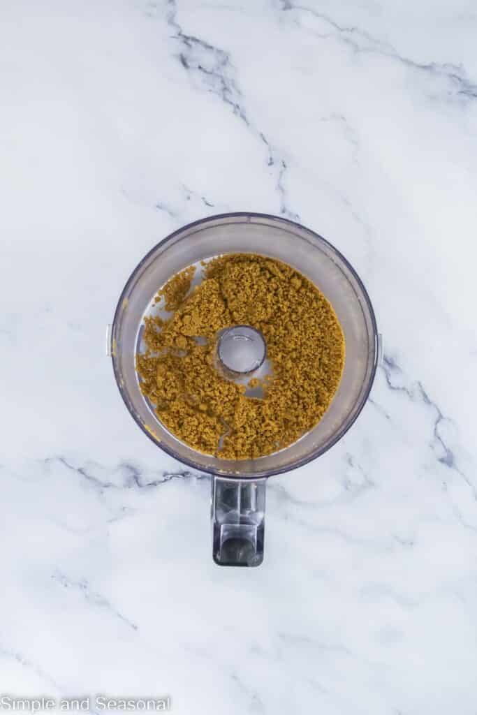 crumbled cookies inside food processor