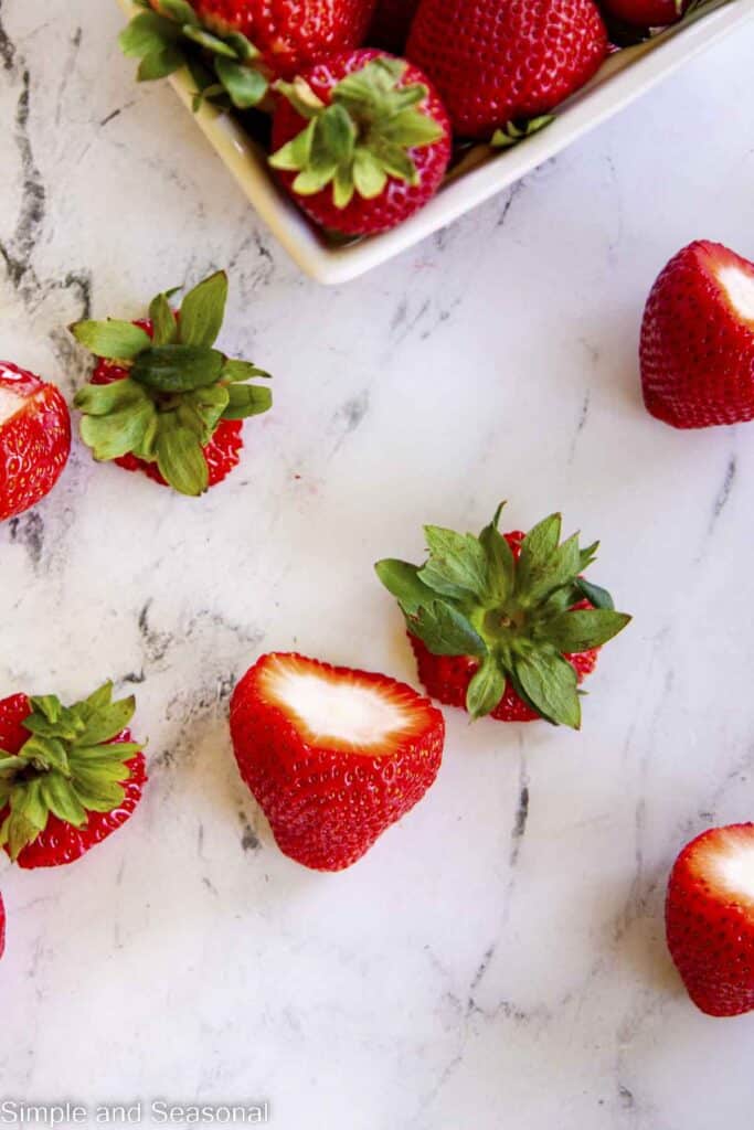 tops cut off of strawberries