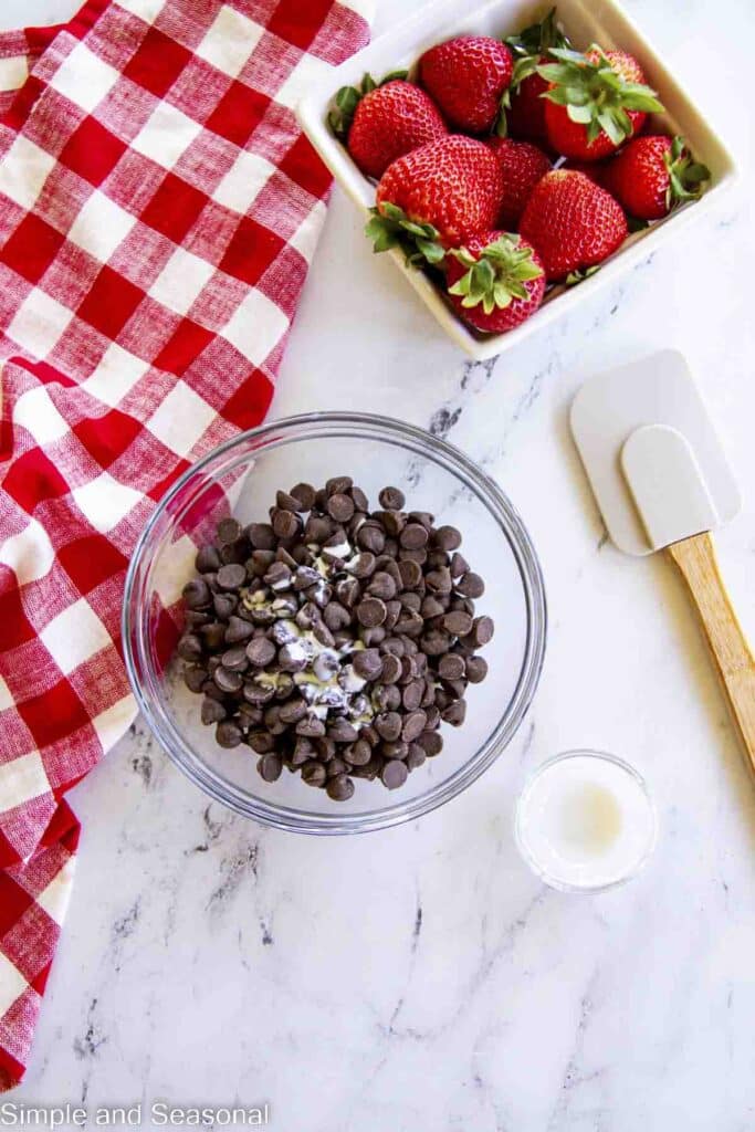 heavy cream poured over chocolate chips