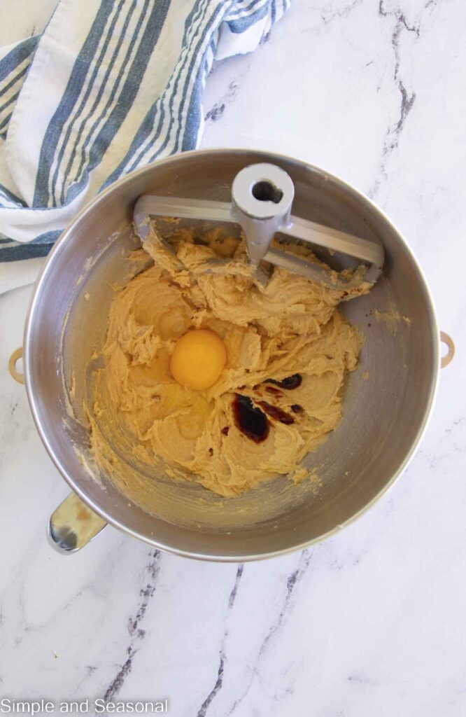 egg and vanilla added to creamed mixture
