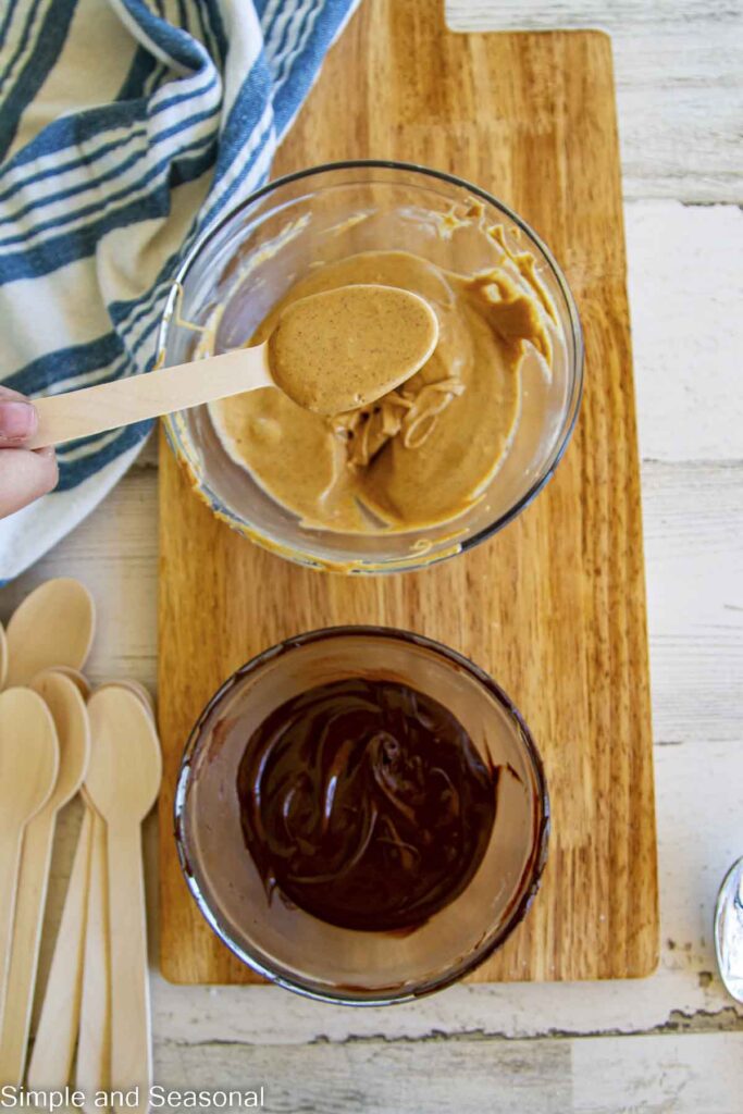 melted peanut butter and chocolate