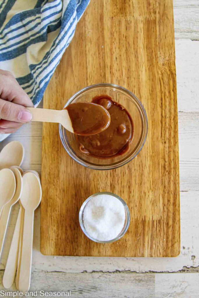 melted caramel on a spoon