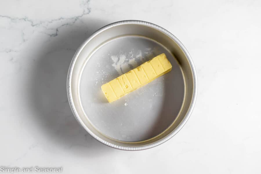 butter in cake pan