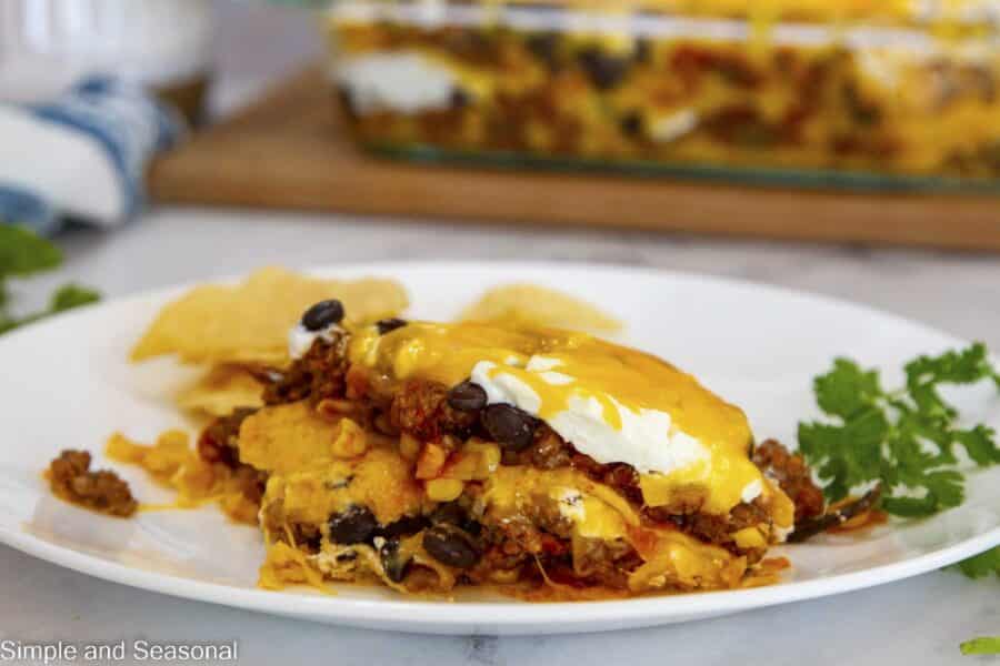 serving of tex mex casserole on a plate