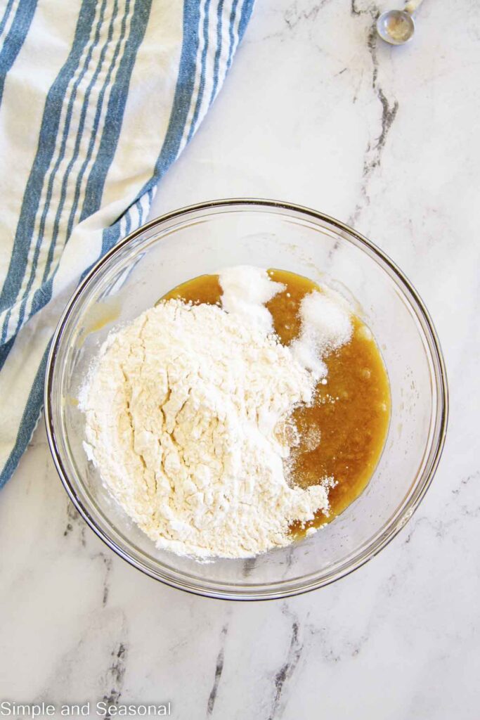 dry ingredients added to wet