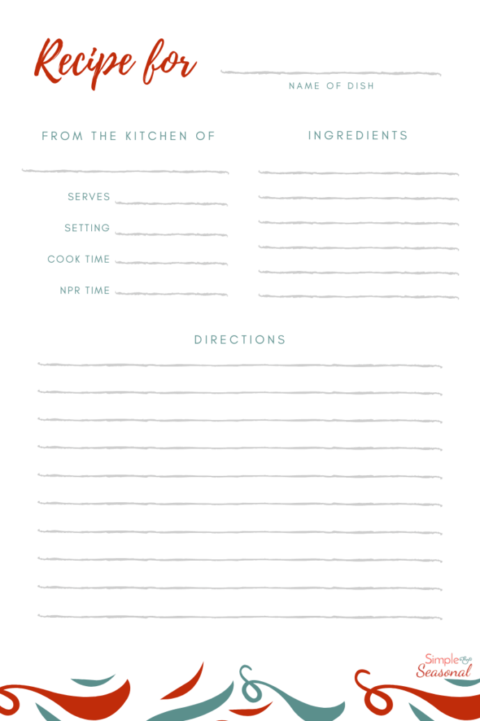 Recipe Card - Simple and Seasonal